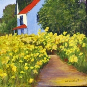 Alma house and yellow flowers